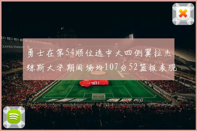 勇士在第54顺位选中大四侧翼拉杰琼斯大学期间场均107分52篮板表现出色